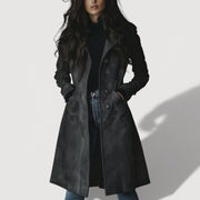 Senna – Wildleder-Trenchcoat – Dunkelgrau