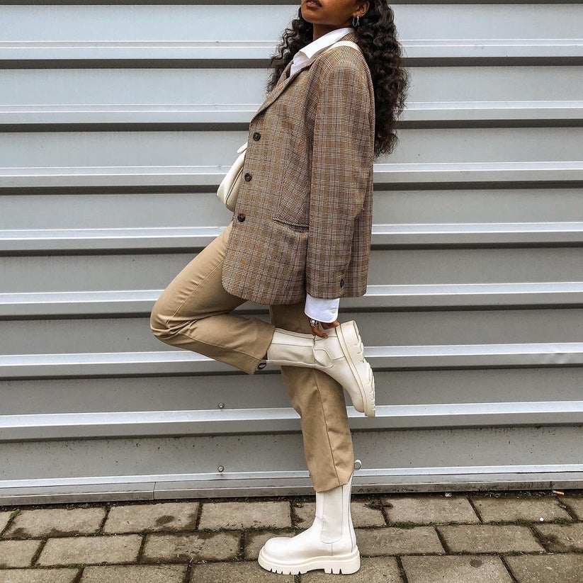 Damen Plateaustiefel aus Veganleder