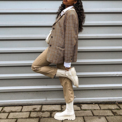 Damen Plateaustiefel aus Veganleder