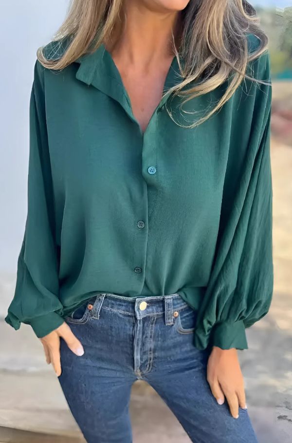 Bluse mit Knopfleiste | Lockerer Schnitt | Fließendes Material