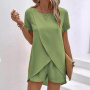 Arabesca - Mehrlagiges asymmetrisches Loungewear-Set – Grün