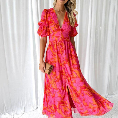DARINA | ROBE MAXI ROUGE ROSE