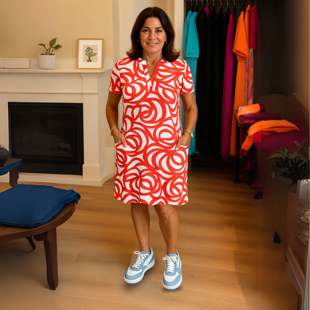 Monique | Print jurk mit V-Ausschnitt