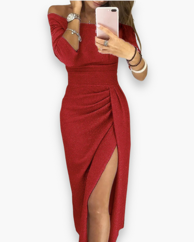 Damen Elegantes Glitzer Kleid | Maxi Abendkleid