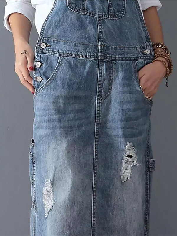Denim-Midi-Overallkleid für Damen