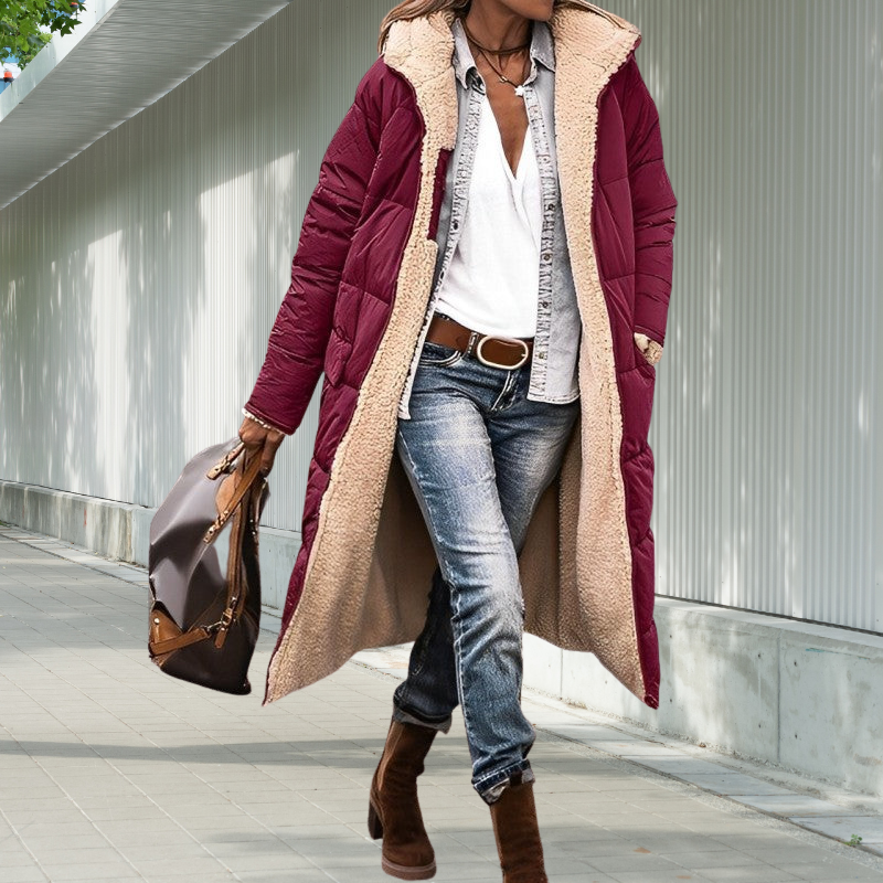 Winterjacke Damen Lang Geschnitten | Mit Kapuze und Taschen