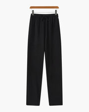 Adrian | Leichte Slim Fit Herren Sommer Leinenhose mit Kordelzug – Schwarz