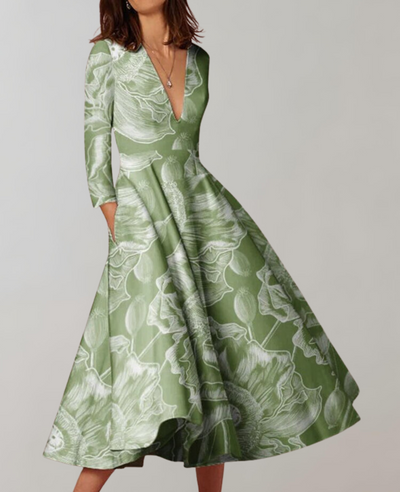 Aisha - Fließender Saum Maxi Kleid Damen Freizeit