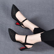 Delyse - Hochwertige Blockabsatz-Pumps – Schwarz