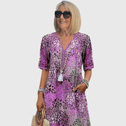Midi-Kleid für Damen mit Blumenmuster – Lavendel