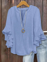 Norabelle - Elegante Bluse mit Rüschenärmeln – Hellblau