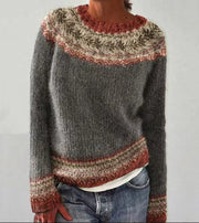 Sophie | Entspannter Strickpullover mit Rundhalsausschnitt – Grauer Kranz