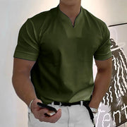 Herren Slim Fit V-Ausschnitt Poloshirt – Lässiges Stylisches Sommer Oberteil – Grün