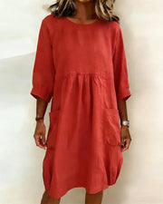 Paula | Charmantes 3/4-Arm-Kleid Damen – Rot