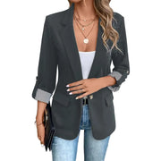 Celenya - Klassischer Blazer mit hochgekrempelten Ärmeln – Dunkelgrau