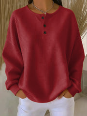 Carabelle - Strukturiertes Henley-Sweatshirt – Rot