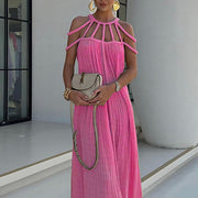 Damen-Maxikleid aus Leinenmischung (Cover-Up) – Rosa