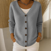 Delavie - Gepolsterter Strickcardigan mit Knopfleiste – Grau