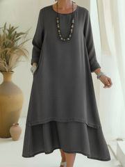 Petra | Zeitlos elegantes Midi-Kleid sanft fließend – Grau