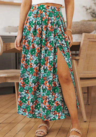 Aslaug | Bedruckter Rock mit geteiltem Pflanzendruck