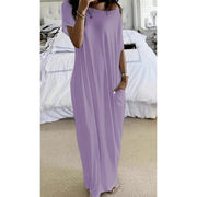 Adalynne - Legeres schulterfreies Maxikleid – Helllila
