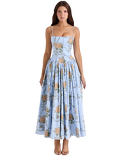 Carina | Vintage Kleid mit eleganter Schleifendetail – Blau Vintage