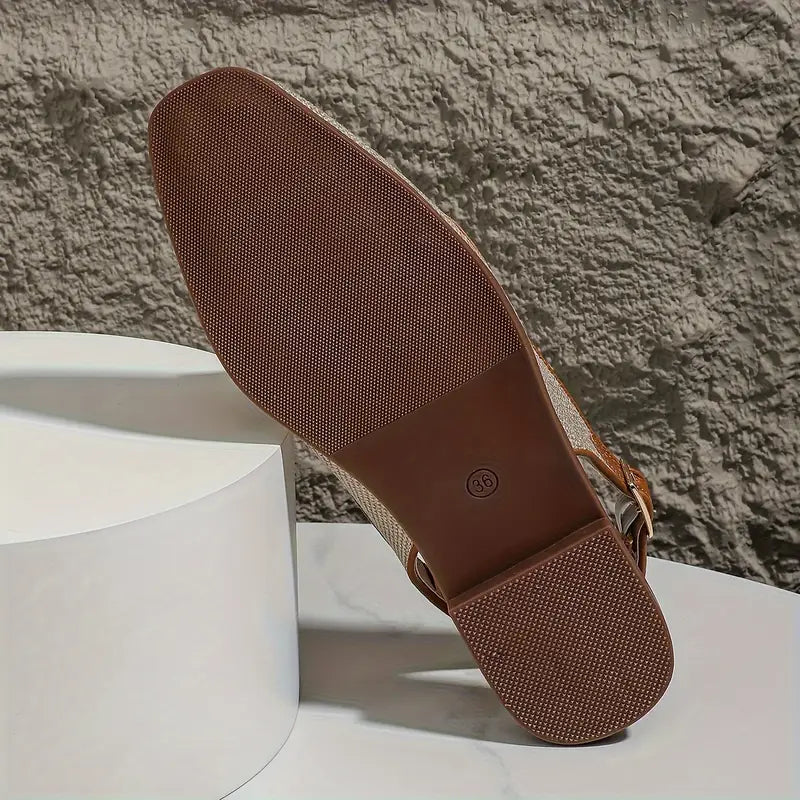 Slingback-Loafer mit Zierschnalle | Strukturgewebe | Eleganter City-Style