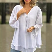 Brinavelle - Fließende Chiffon-Tunikabluse – Weiß