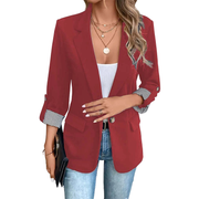 Celenya - Klassischer Blazer mit hochgekrempelten Ärmeln – Rot