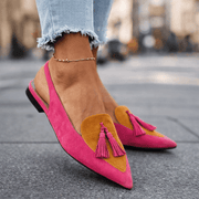 Delisia - Handgefertigte Sandalen mit Quastenriemen – Pink und Senf