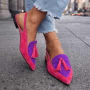 Delisia - Handgefertigte Sandalen mit Quastenriemen – Pink und Lila