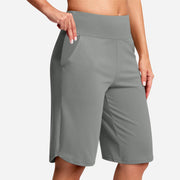 Odeliora - Komfortable Bermuda-Shorts mit hoher Taille – Grau