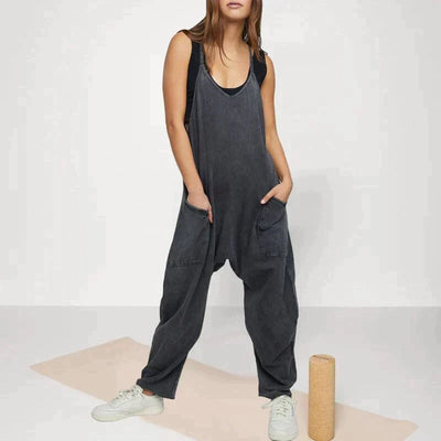 Ärmelloser Jumpsuit mit Taschen für Damen
