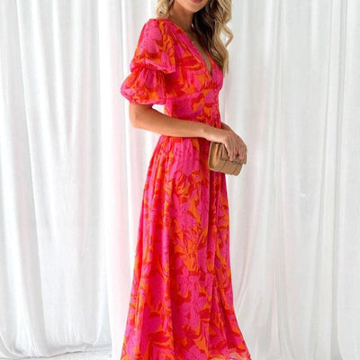 DARINA | ROBE MAXI ROUGE ROSE