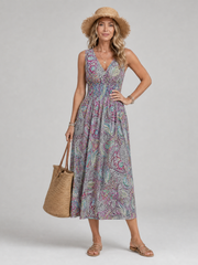 Marisela | Ärmelloses Midikleid mit Paisley-Print – Rosa