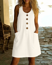 Katelin - Luftiges Sommerkleid mit Knopfleiste vorn – Weiß