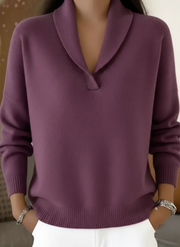 Cybele - Soft-Touch V-Ausschnitt-Pullover – Lila