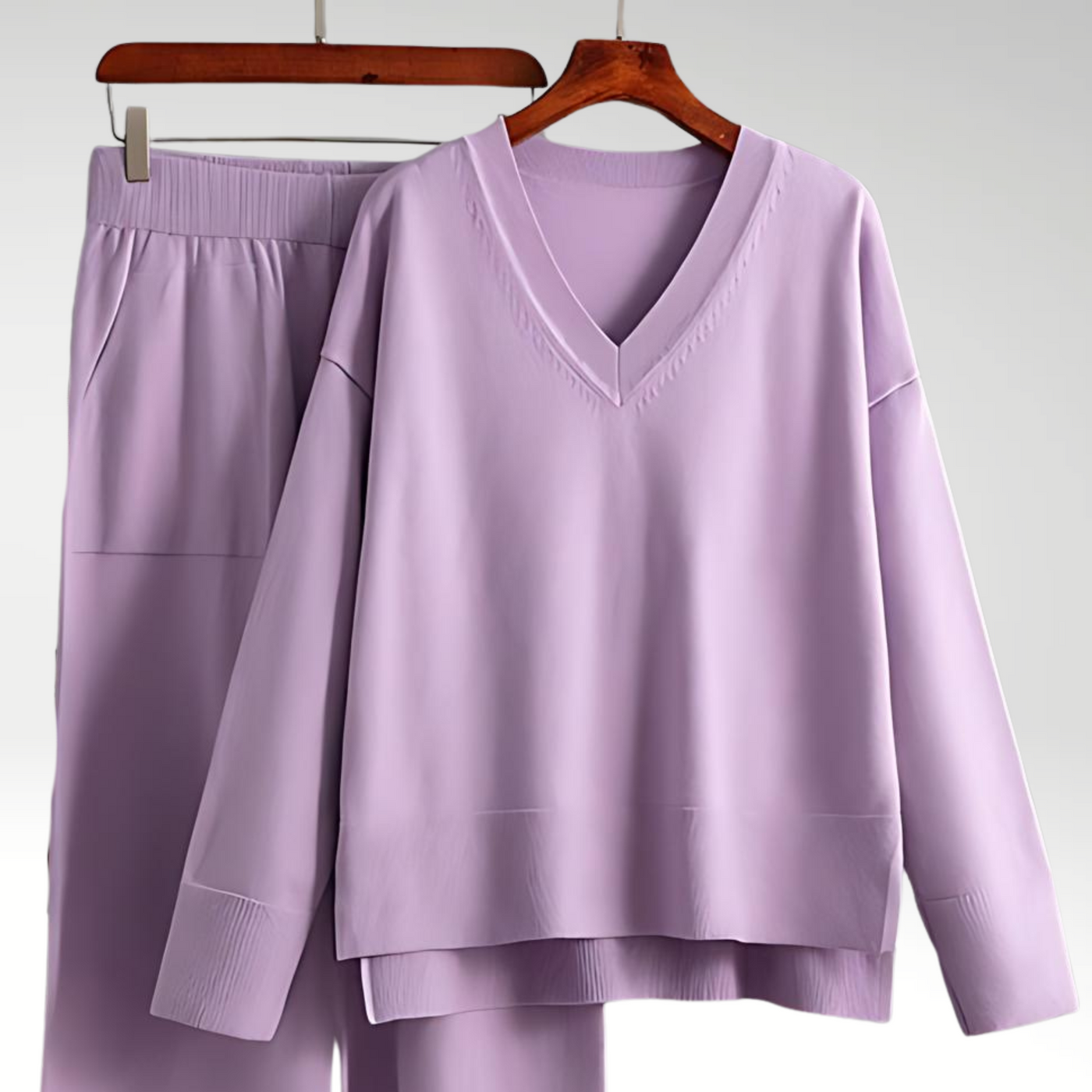 Zweiteiliges Loungewear-Set | V-Ausschnitt & Weite Hose | Bequemer Chic