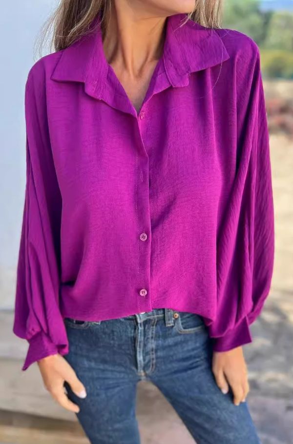 Bluse mit Knopfleiste | Lockerer Schnitt | Fließendes Material