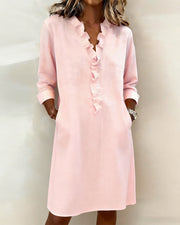 Dorelle Leinen-Volantkleid – Rosa