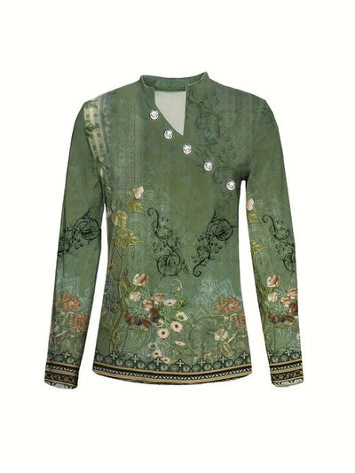 Heidi | t-shirt mit blumenmuster und asymmetrischem ausschnitt