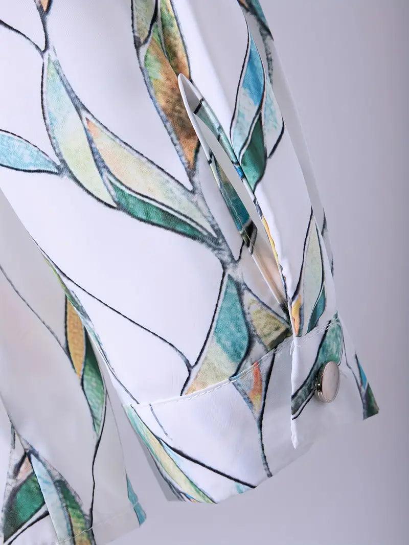 Trendige Damenbluse mit abstraktem Muster und Knopfleiste – Marlene