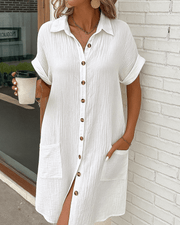 Romy | Bequemes Kleid mit stilvoller Silhouette – Weiß