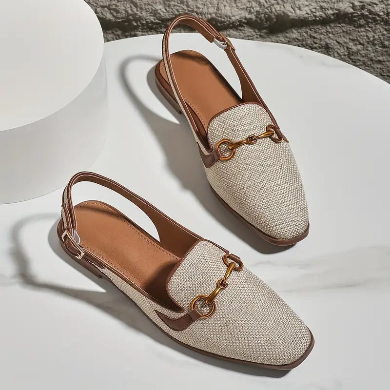 Slingback-Loafer mit Zierschnalle | Strukturgewebe | Eleganter City-Style