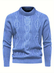 Kael - Strickpullover mit Stehkragen – Himmelblau