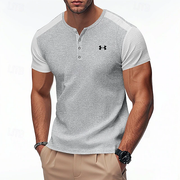 Herren Henley-T-Shirt mit Kontrastfarben – Grau
