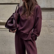 Midi-Kleid aus Leinenmischgewebe für Damen – Weinrot