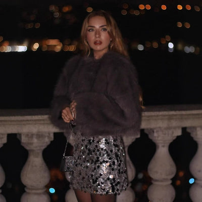 Genevieve - Kunstleder-Pelzjacke, kurzer Damenmantel