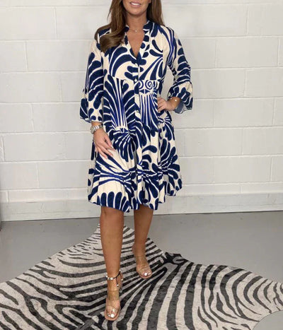 Fenella bedrucktes Kleid mit V-Ausschnitt