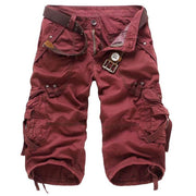 Herren Cargo-Shorts in Uni-Farbe mit mehreren Taschen – Rot